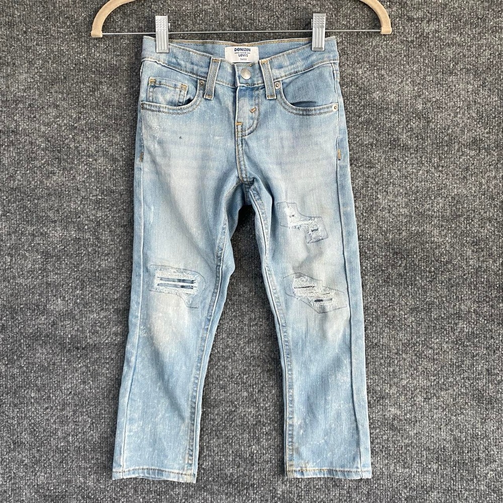 LEVI'S KIDS LIGHT WASH DISTRESSED SKINNY TAPER JEANS CASUAL COMFY BASIC